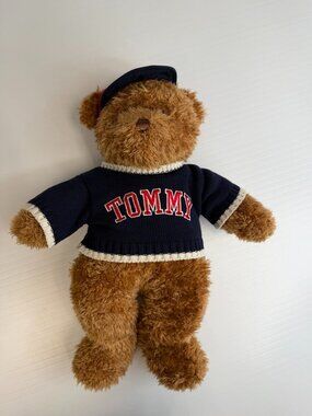 Vintage Tommy Hilfiger Plush Stuffed Animal Bear Toy Hat Collect Work Party Ex